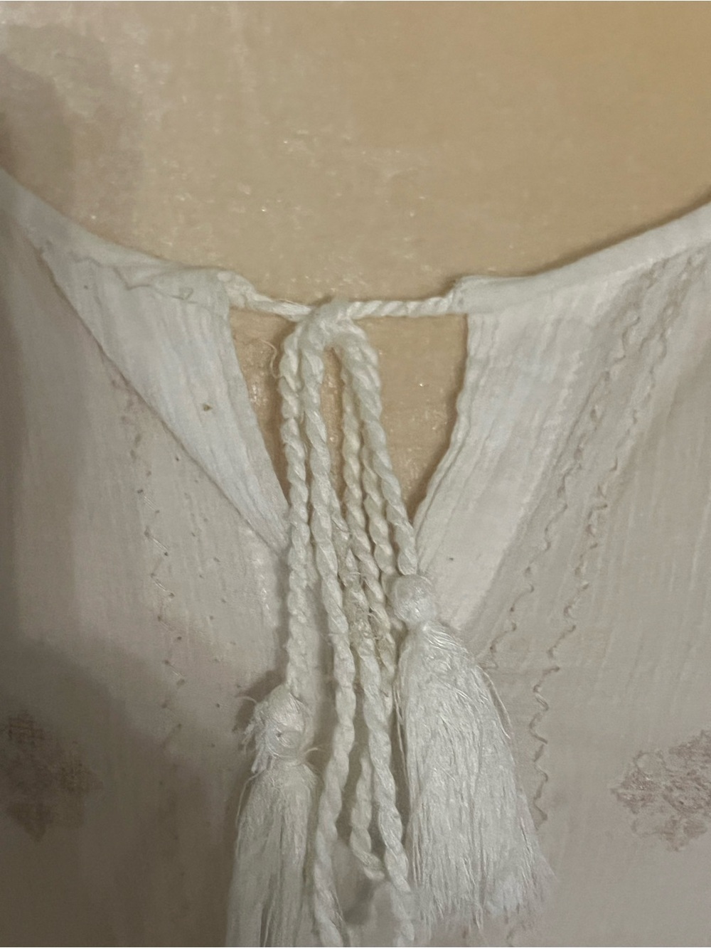 GAP Cream Textured Sheer Blouse with Subtle Embroidery